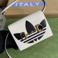 Adidas x Gucci card case with Horsebit 702248 Off-white and black leather