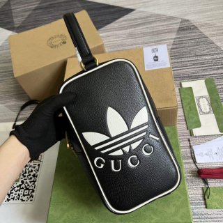 Adidas x Gucci mini top handle bag 702387 Black leather