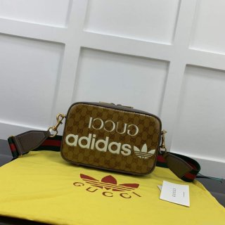 Adidas x Gucci small shoulder bag 702427 Beige and brown GG canvas