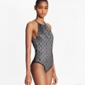 Louis Vuitton Women’s Glittery Monogram Jersey One-Piece Swimsuit 1A8R8O Grey