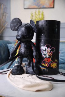 LV Louis Vuitton X Mickey Mouse Plush Thing Bag Monogram Black