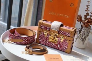 LV M40273 Louis Vuitton Petite Malle Bag Mini Monogram Jacquard Red