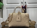 LV M45394 Louis Vuitton Petite Malle Souple Bag M45393 Leather Cream