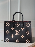 LV M45495 Louis Vuitton ONTHEGO MM Bag M45494 Black and Beige