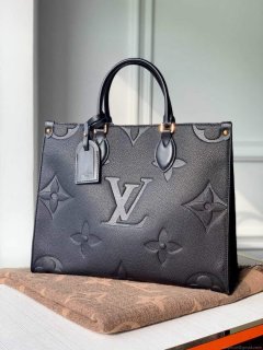 LV M45595 Louis Vuitton Onthego MM M45660 Bag Monogram Empreinte Leather Black