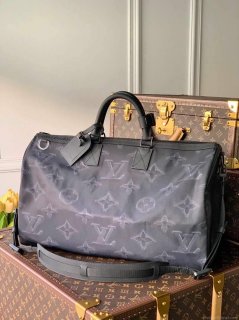 LV M45602 Louis Vuitton 2054 Reversible Keepall Bandouliere 50 Monogram Black And Green