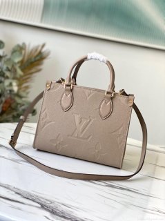 LV M45653 Louis Vuitton Onthego Pm Tote M45660 Bag Beige and Gray