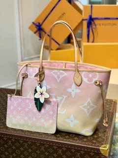 LV M45680 Louis Vuitton Neverfull MM Bag Pink