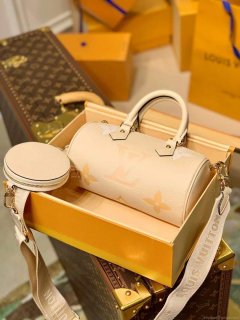 LV M45708 Louis Vuitton Papillon BB Bag Cream Saffron