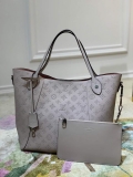 LV M53140 Louis Vuitton Hina MM Mahina Bag M54354 Galet Gray