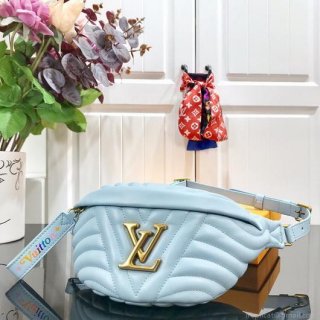 LV M55331 Louis Vuitton New Wave Leather Bumbag M53861 Light Blue