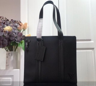 LV M57308 Louis Vuitton Tote Bag Black Grained Calf Leather