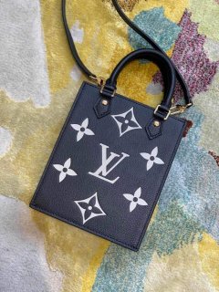 LV M57937 Louis Vuitton Petit Sac Plat Bag Black Beige