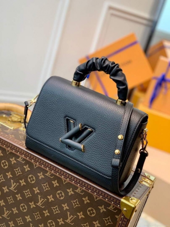 LV M58688 Louis Vuitton Twist MM Leathers Handbag Black