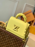 LV M58688 Louis Vuitton Twist MM Leathers Handbag Ginger Yellow