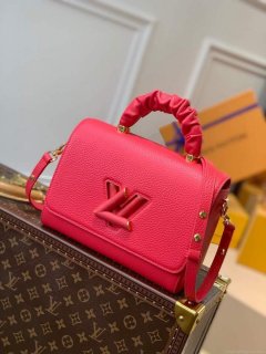 LV M58688 Louis Vuitton Twist MM Leathers Handbag Pondichery Pink