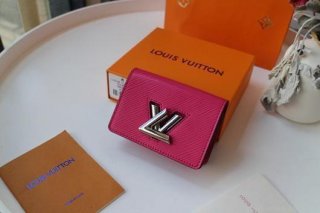 LV M68682 Louis Vuitton Twist Multicartes Wallet Epi Leather Plum