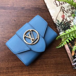 LV M69175 Louis Vuitton LV Pont 9 Compact Wallet Epi Leather Blue