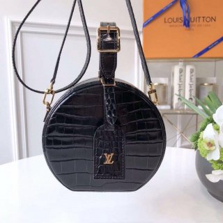 LV N93597 Louis Vuitton Petite Boite Chapeau Crocodilien Brillant N93598 Bag Black