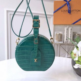 LV N93598 Louis Vuitton N93597 Petite Boite Chapeau Crocodilien Brillant Bag Green