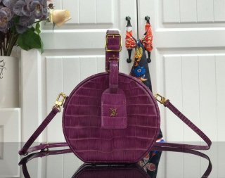 LV N95555 Louis Vuitton Petite Boite Chapeau Crocodilien Brillant N95054 Bag Purple