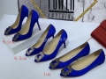 Manolo Blahnik Women’s Shoes 30119 Blue Designer Hangisiflat Velvet Shoes