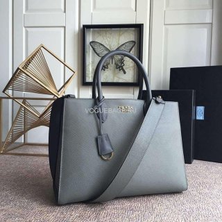 Prada 1BA153 Large Saffiano Leather Handbag in Gray