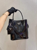 Prada 1BA212 Medium Saffiano Leather Prada Panier Bag Black