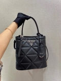 Prada 1BA212 Medium Saffiano Leather Prada Panier Bag in Black