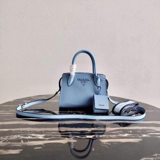 Prada 1BA269 Saffiano Leather Prada Monochrome Bag Blue