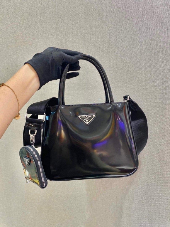 Prada Brushed leather handbag 1BA320 Black