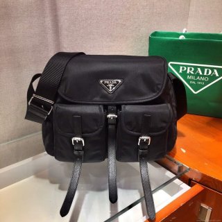 Prada Nylon Shoulder Bag 1BD225 Black