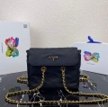 Prada Nylon Vintage Chain Stray Bag 1BD620 Black