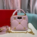 Valentino 0097S Small Roman Stud The Handle Bag In Nappa Light Pink