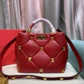 Valentino 2021 Roman Stud The Handle Bag In Nappa 0097L Red