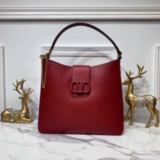 Valentino 50027 Vsling Grainy Calfskin Hobo Bag Red