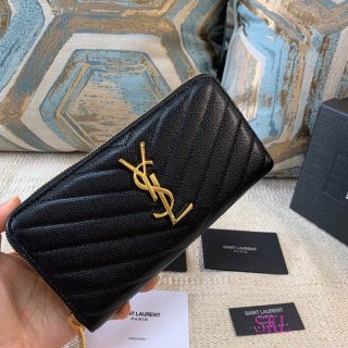 YSL 358094 Yves Saint Laurent Zip Around Wallet Black gold