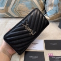 YSL 358094 Yves Saint Laurent Zip Around Wallet Black Silver