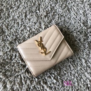 YSL 403943 Yves Saint Laurent Compact Tri-Fold Wallet Apricot