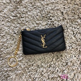 YSL 438386 Yves Saint Laurent Key Pouch Monogram Black Gold