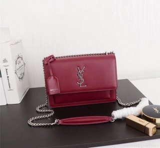 YSL 442906 Yves Saint Laurent Sunset Medium In Smooth Leather Wine Red