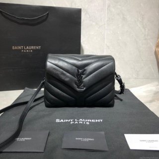 YSL 467072 Saint Laurent Loulou Toy Bag In Matelassé “Y” Leather Black