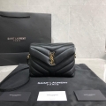 YSL 467072 Saint Laurent Loulou Toy Bag In Matelassé “Y” Leather Black Gold