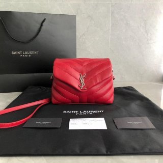 YSL 467072 Saint Laurent Loulou Toy Bag In Matelassé “Y” Leather Red