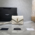 YSL 467072 Saint Laurent Loulou Toy Bag In Matelassé “Y” Leather White