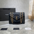 YSL 574946 Saint Laurent Loulou Medium Bag In Y-Quilted Leather Black Gold