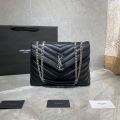 YSL 574946 Saint Laurent Loulou Medium Bag In Y-Quilted Leather Black Silver