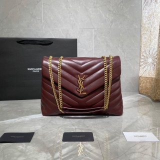 YSL 574946 Saint Laurent Loulou Medium Bag In Y-Quilted Leather Wine Red