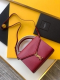 YSL 578000 Cassandra Top Handle Medium Bag In Grain De Poudre Embossed Leather Red