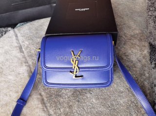 YSL 634306 Yves Saint Laurent Solferino Box small Shoulder Handbag Blue